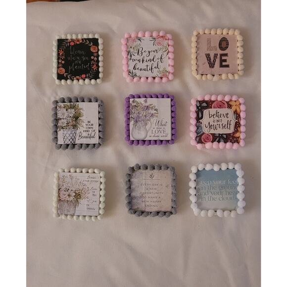 Lot Of 9 Wooden MAGNETS Positive Sayings Love Beautiful Believe hope Mom Gift20 - Picture 1 of 13